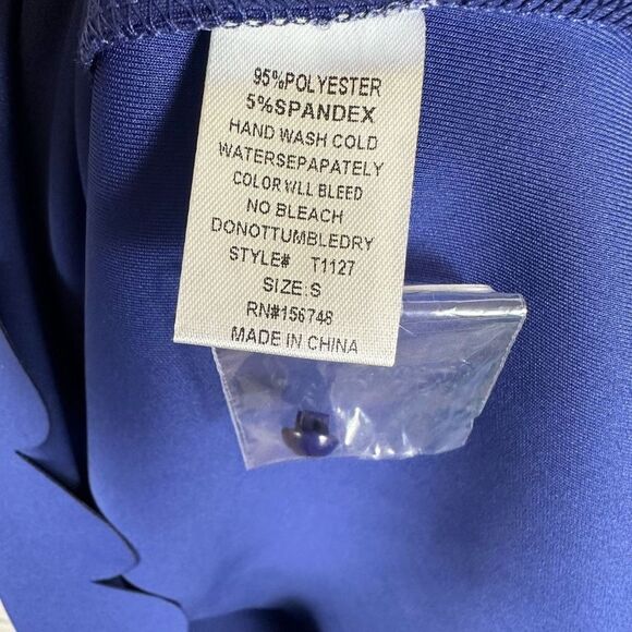 Hudson Gray Scalloped-Edge Navy Halter Tank Top Stretch Round Neckline S NWT - Picture 6 of 7